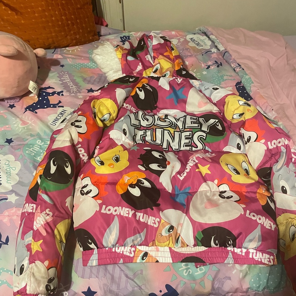 Girls Looney Toon Puffer Coat 14/16
